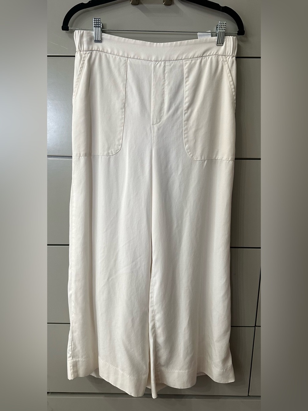 Banana Republic White High Waist Wide Leg Lycocell Crop Pants Size Small